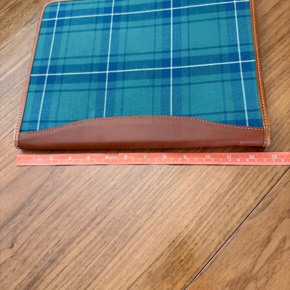 Vintage Laura Ashley Planner Plaid Fabric Leather Binding Zip Padfolio 13 x 10 - Picture 14 of 16